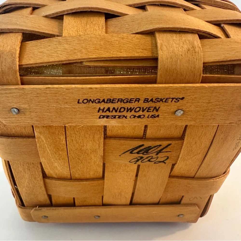 VTG Longaberger 2002 Tarragon Lined Small‎ Square 5” Berry Basket Light Yellow